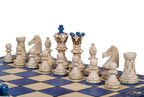Ambassador Blue Deluxe Wooden Chess Set with Burnt Inlay – Size No. 5.5