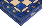 Ambassador Blue Deluxe Wooden Chess Set with Burnt Inlay – Size No. 5.5